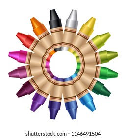 vector set of crayons palette artist tools of all rainbow colors