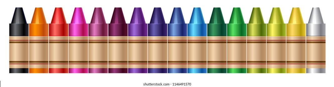 vector set of crayons palette artist tools of all rainbow multicolors 