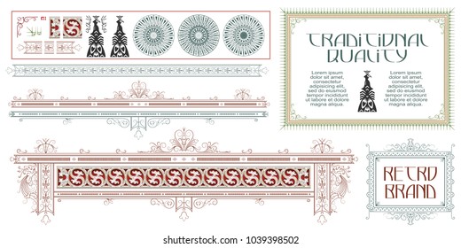 Vector set for creating advertisements, flyer, web, wedding  and other invitations or greeting cards. Happy holidays.