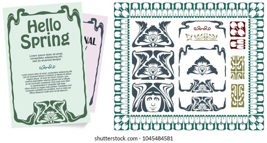 Vector set for creating advertisements, flyer, web, wedding  and other invitations or greeting cards. Happy holidays.