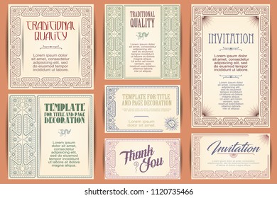 Vector set for creating advertisements, flyer, web, wedding  and other invitations or greeting cards. Happy holidays.