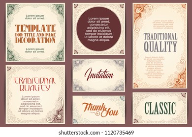 Vector set for creating advertisements, flyer, web, wedding  and other invitations or greeting cards. Happy holidays.