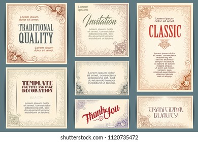 Vector set for creating advertisements, flyer, web, wedding  and other invitations or greeting cards. Happy holidays.