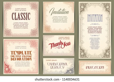 Vector set for creating advertisements, flyer, web, wedding  and other invitations or greeting cards. Happy holidays.