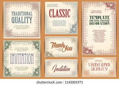 Vector set for creating advertisements, flyer, web, wedding  and other invitations or greeting cards. Happy holidays.