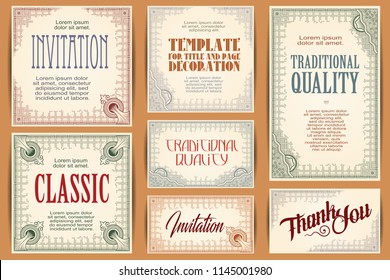 Vector set for creating advertisements, flyer, web, wedding  and other invitations or greeting cards. Happy holidays.