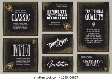 Vector set for creating advertisements, flyer, web, wedding  and other invitations or greeting cards. Happy holidays.