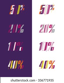 Vector set of creative dynamics of sale coupon percent