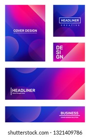 Vector set of creative pink and purple abstract illustration with bokeh. Business gradient abstraction, background with header. Template composition design for web, site, banner, poster, presentation