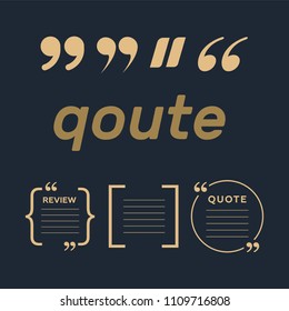 vector set of Creative quote text template. Quote blank template. Empty quote bubble.