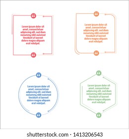 Vector set of Creative quote text template. Quote blank template. Quote bubble. frame of quotes. Print design. Quote form. Template vector set.