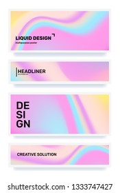 Vector set of creative rainbow abstract horizontal gradient illustration with header in frame. Template composition design for web, site, banner, print. Business abstraction background