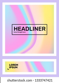 Vector set of creative rainbow color abstract gradient illustration in frame. Business composition with header. Template abstraction background design for web, site, banner, print, poster, card