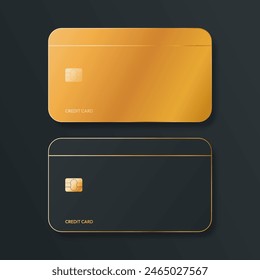 Conjunto de Vector de tarjetas de crédito aisladas en un dorado y negro.