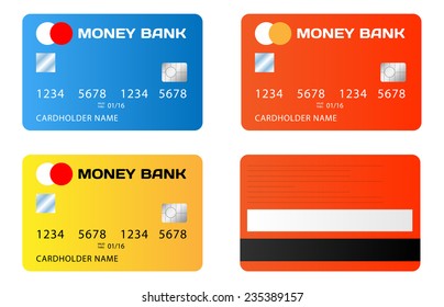 Vector set of credit cards illustration on white background