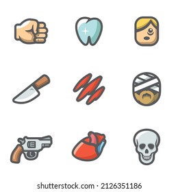 Vector Set of Crime. Fight, stabbing, murder.