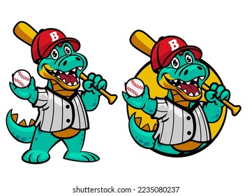 Mascota de dibujos animados de cocodrilos de un jugador de béisbol