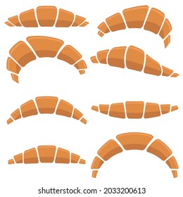 Vector Set of Croissant Icon Isolated on White Background.