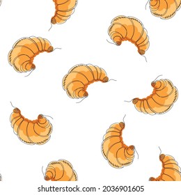 Conjunto vectorial de iconos croissant aislados en fondo blanco. Patrón sin inconvenientes.