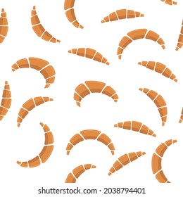 Vektorset aus Croissant-Symbol einzeln auf weißem Hintergrund. Nahtloses Muster.