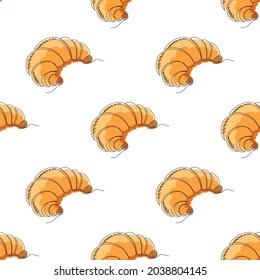 Vector Set of Croissant Icon Isolated on White Background. Seamless Pattern.