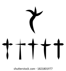 Conjunto vectorial de iconos cruzados. Conjunto de iconos de cruces aislados en un fondo blanco.
