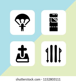 vector set. cross, sleeping bag, jump and skiing illustration for web and graphic design