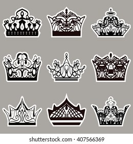 Vector set. Crown icon set. crown icon eps. crown icon image. crown icon logo.  crown icon flat. crown set. set of king crowns. crowns set