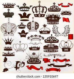 Vector set of  crowns for your heraldic design