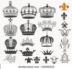 Vector set of  crowns for your heraldic design