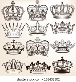 Vector set of  crowns for your heraldic design