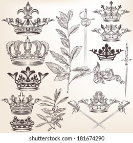 Vector set of  crowns for your heraldic design