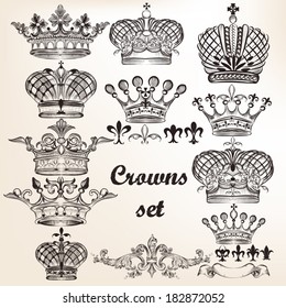 Vector set of  crowns for your heraldic design