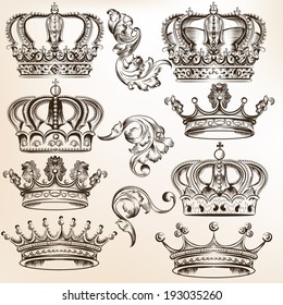 Vector set of  crowns for your heraldic design