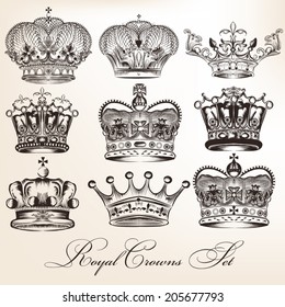 Vector set of crowns for your heraldic design