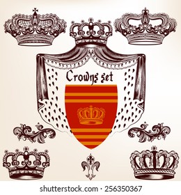 Vector set of crowns for your heraldic design