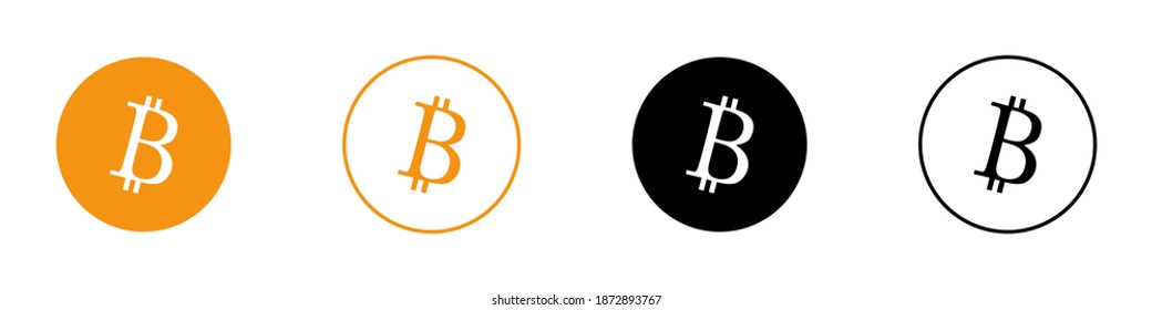 Vektorsatz von Kryptowährungssymbolen - Bitcoin in verschiedenen Formen