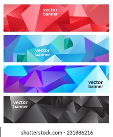 vector set of crystal modern faceted geometric colorful banners isolated