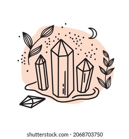 Vector set of crystals and precious stones
