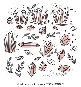 Conjunto de vectores de cristales y piedras preciosas	
