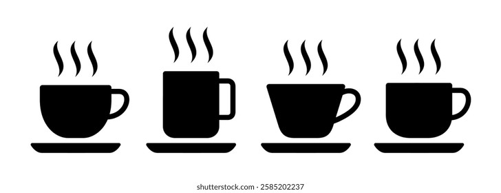 vector set of cup of hot drink. icon, symbol,