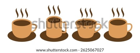 vector set of cup of hot drink. icons, symbols,