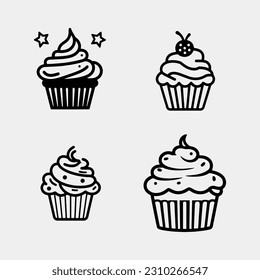 vector set of Cupcake isolated on white background