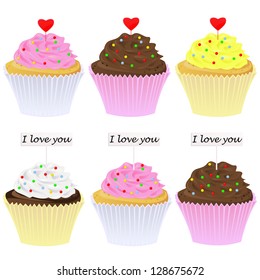 vector set of cupcakes