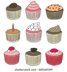 vector set of cupcakes