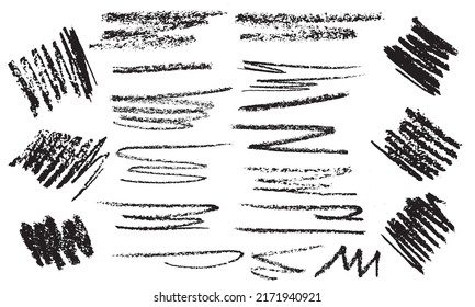 vector set curly lines and squiggles сharcoal pencil . Scribble brush strokes. Black pencil sketches. stroke lines, squiggles, daubs isolated on white background.