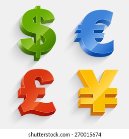 Vector set of currency symbols