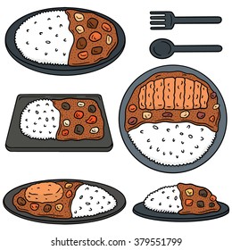 Vector Set Of Curry Rice