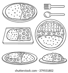 Vector Set Of Curry Rice