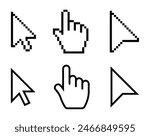 vector set of cursors. pointer, pixel,